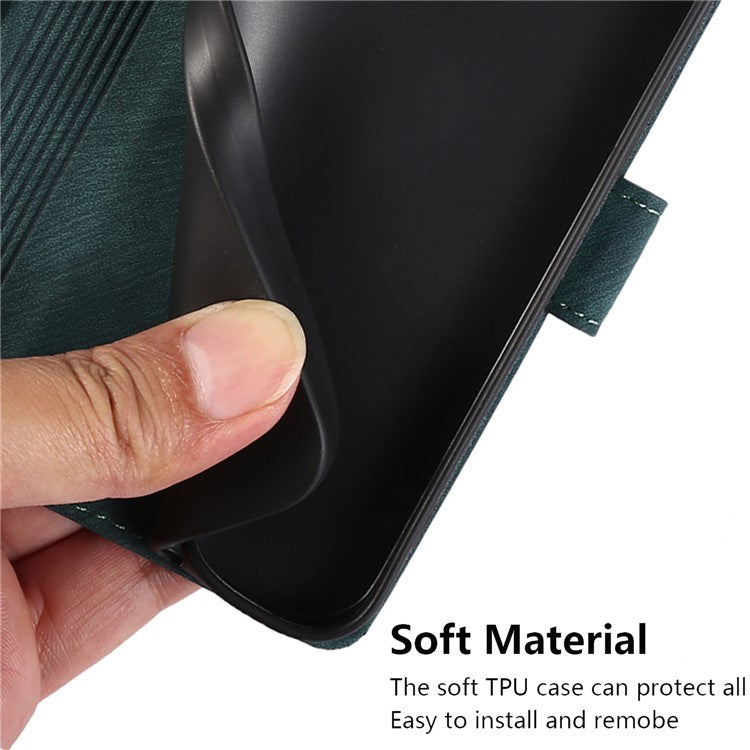 Wallet Leather Cover for Oppo A78 4G Shell Imprint Orchid Butterfly Pattern Phone Case - Green