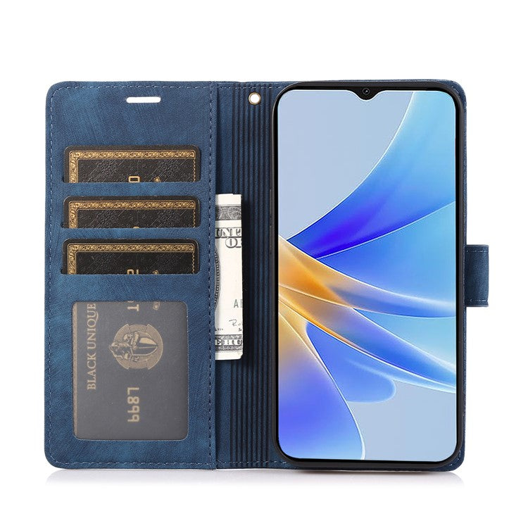 Wallet Leather Cover for Oppo A78 4G Shell Imprint Orchid Butterfly Pattern Phone Case - Blue