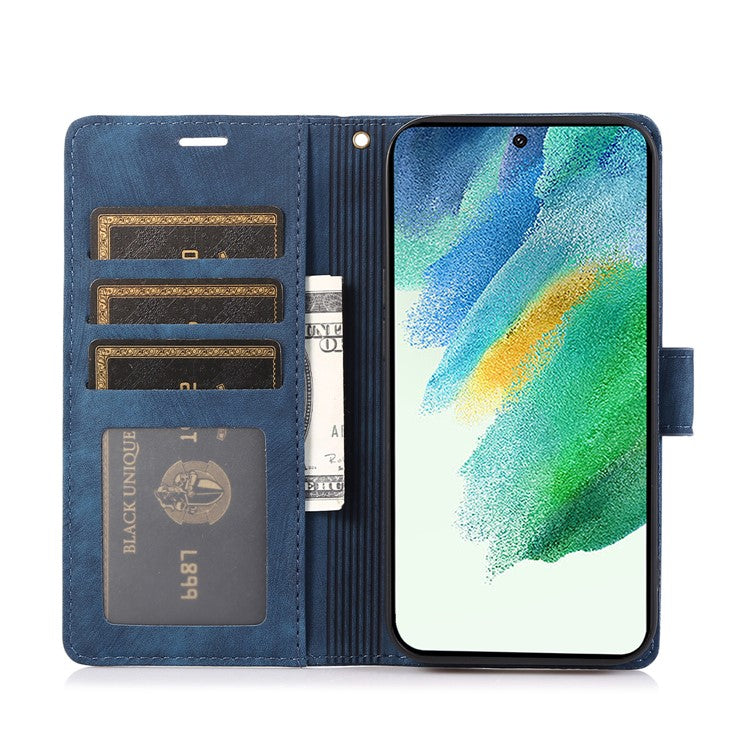 For Samsung Galaxy S23 Ultra Phone Case Imprinted Orchid Butterfly Flip Wallet Cover - Blue