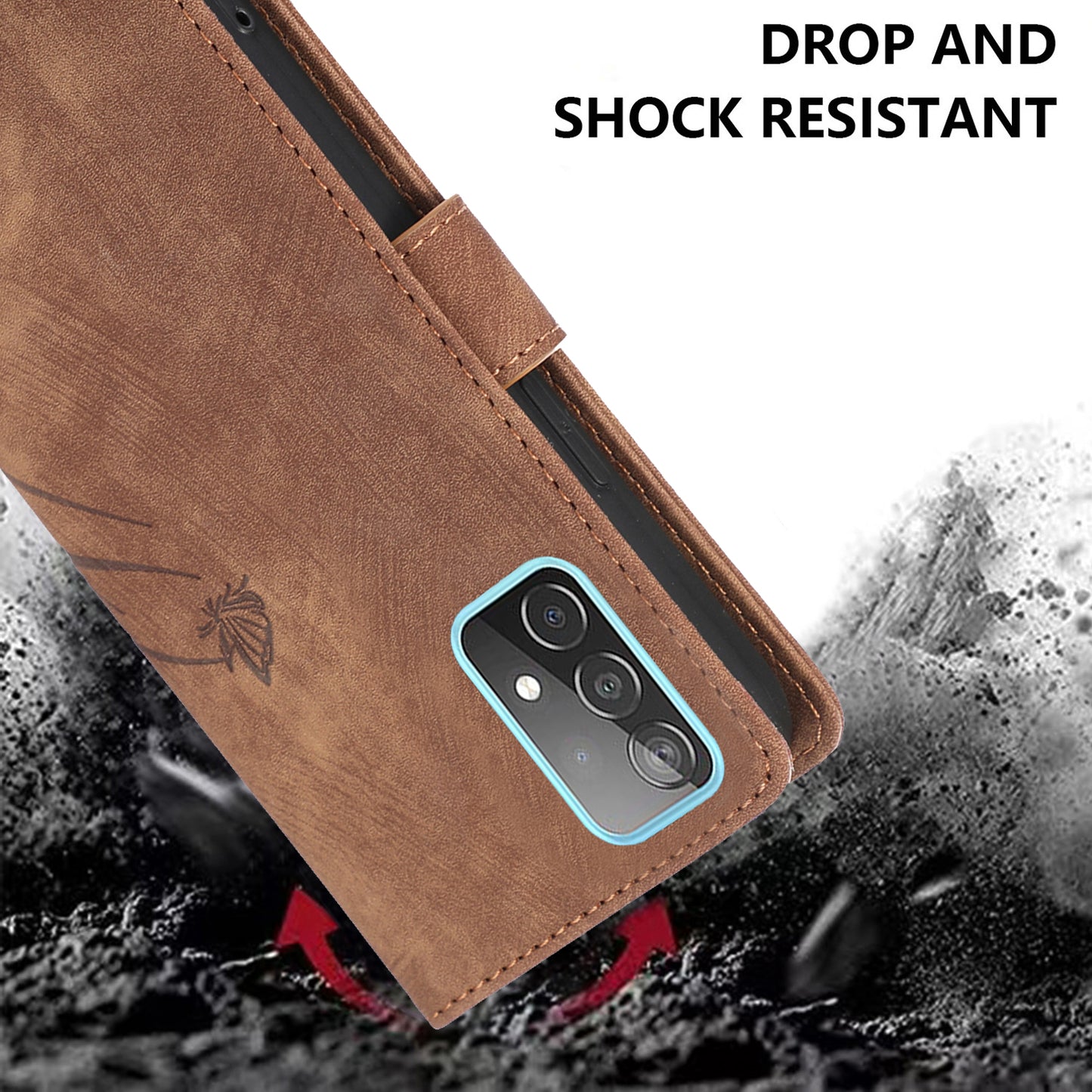 For Samsung Galaxy S24+ Leather Case Phone Wallet Orchid Butterfly Pattern - Brown