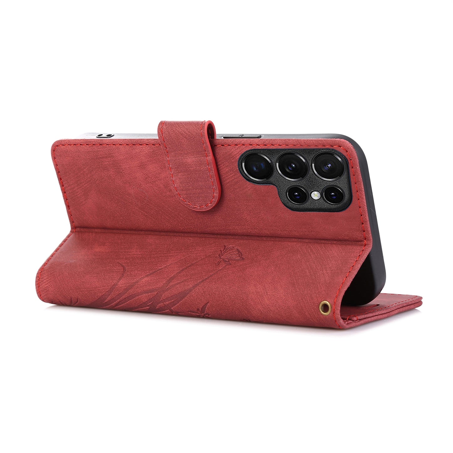 For Samsung Galaxy S24 Ultra Case Leather Phone Cover with Wallet Stand - Red