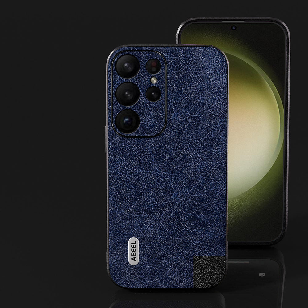 ABEEL For Samsung Galaxy S24 Ultra Retro Leather Case Litchi Texture Back Cover - Blue