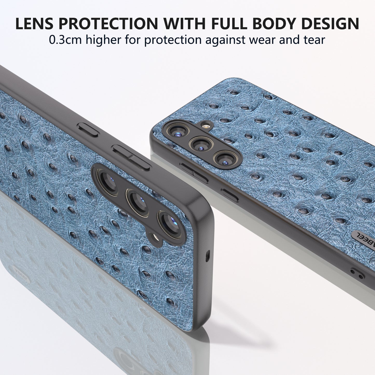 ABEEL For Samsung Galaxy S24 Ostrich Texture Case Camera Protection Phone Cover - Blue