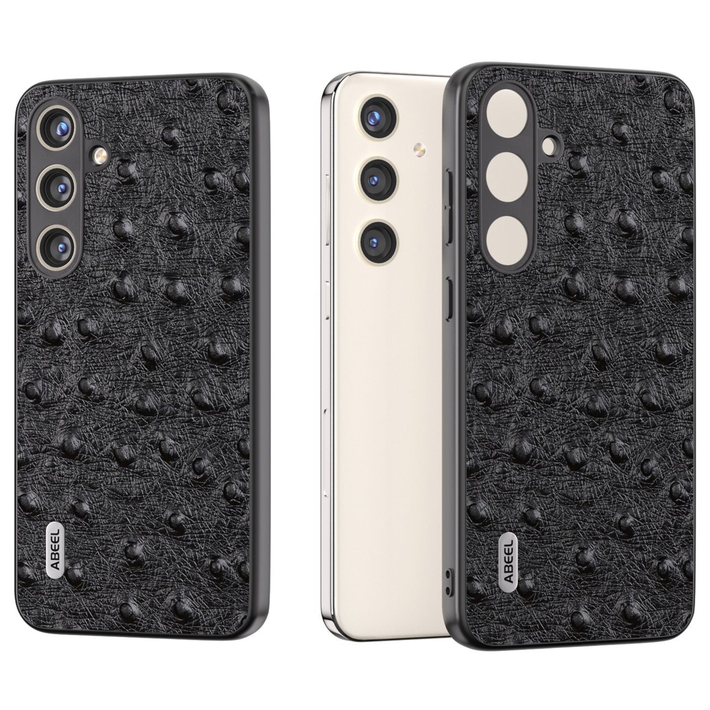 ABEEL For Samsung Galaxy S24 Ostrich Texture Case Camera Protection Phone Cover - Black