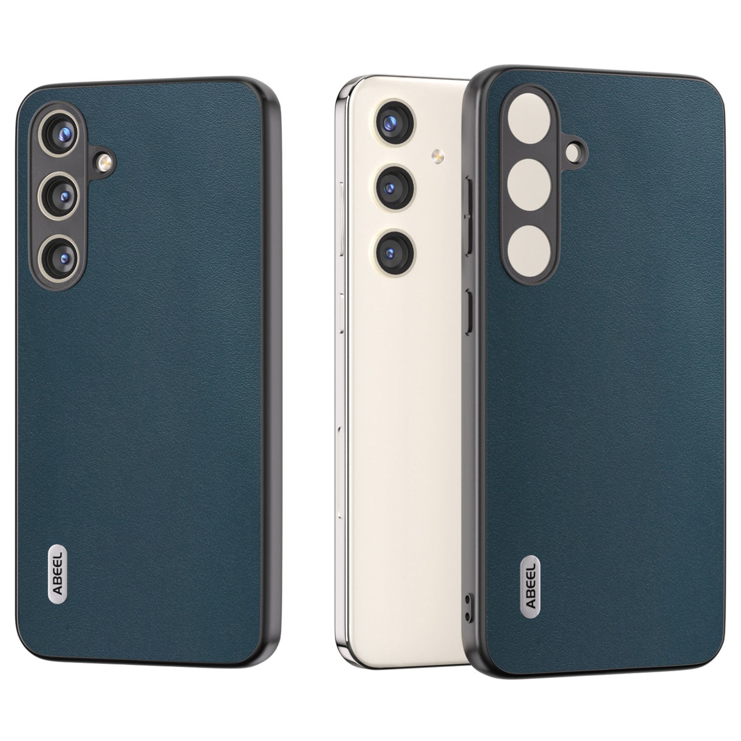 ABEEL For Samsung Galaxy S24+ Nappa Pattern Case Genuine Cow Leather Shockproof Cover - Green