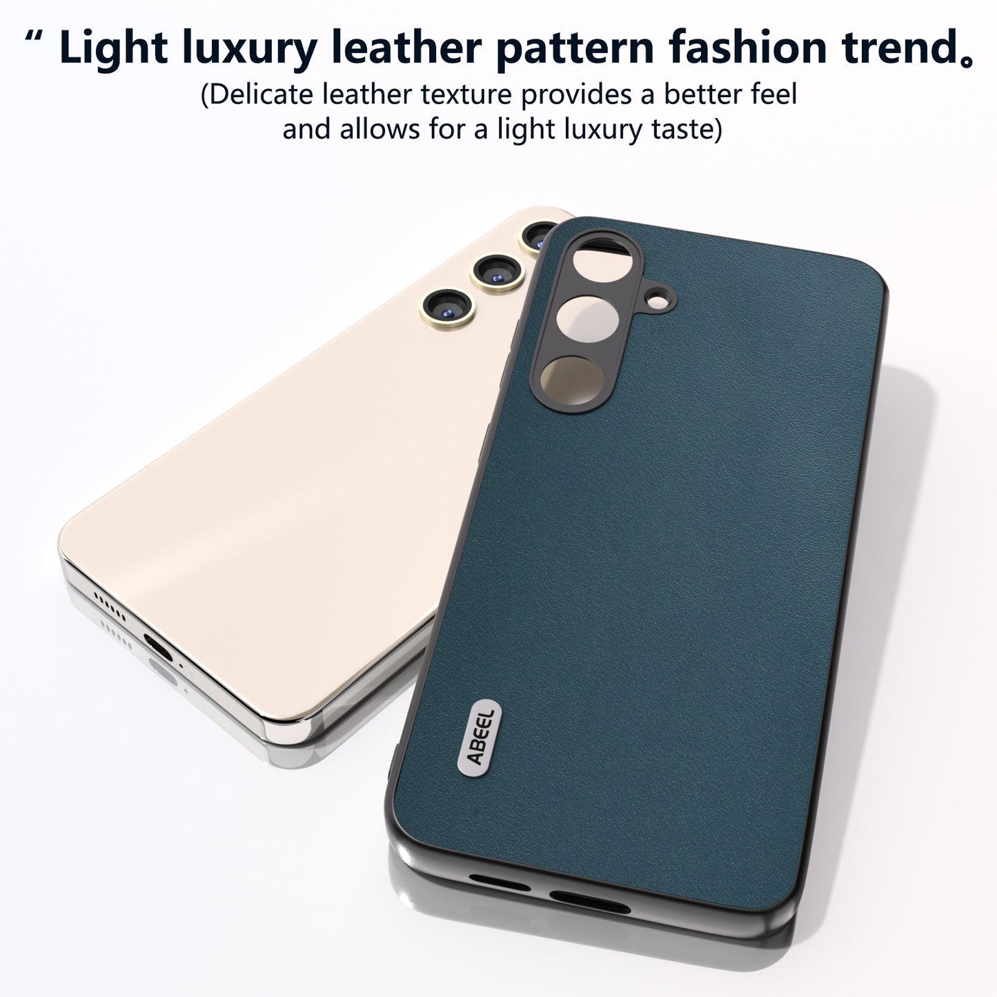 ABEEL For Samsung Galaxy S24 Case Nappa Texture Genuine Cow Leather Phone Cover Non-Slip - Green