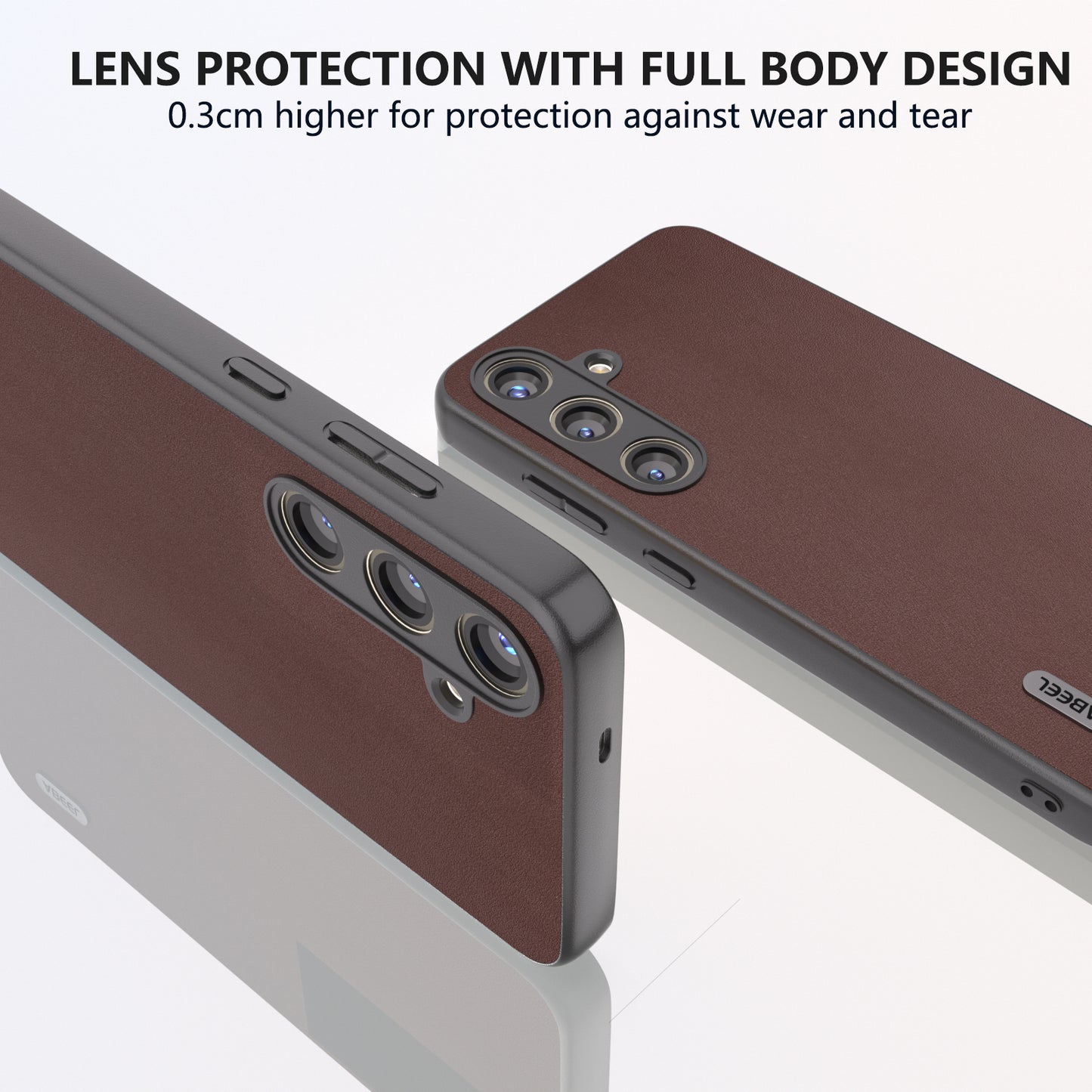 ABEEL For Samsung Galaxy S24 Case Nappa Texture Genuine Cow Leather Phone Cover Non-Slip - Coffee