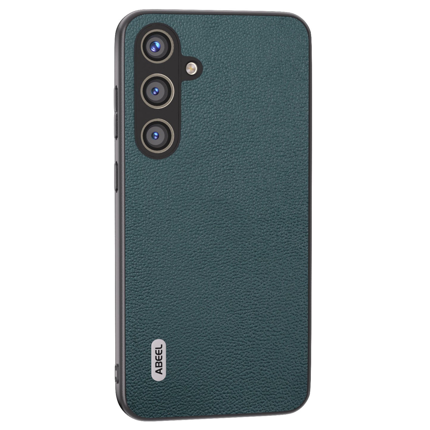 ABEEL For Samsung Galaxy S24+ Slim Shockproof Case Genuine Cow Leather Phone Cover - Midnight Green