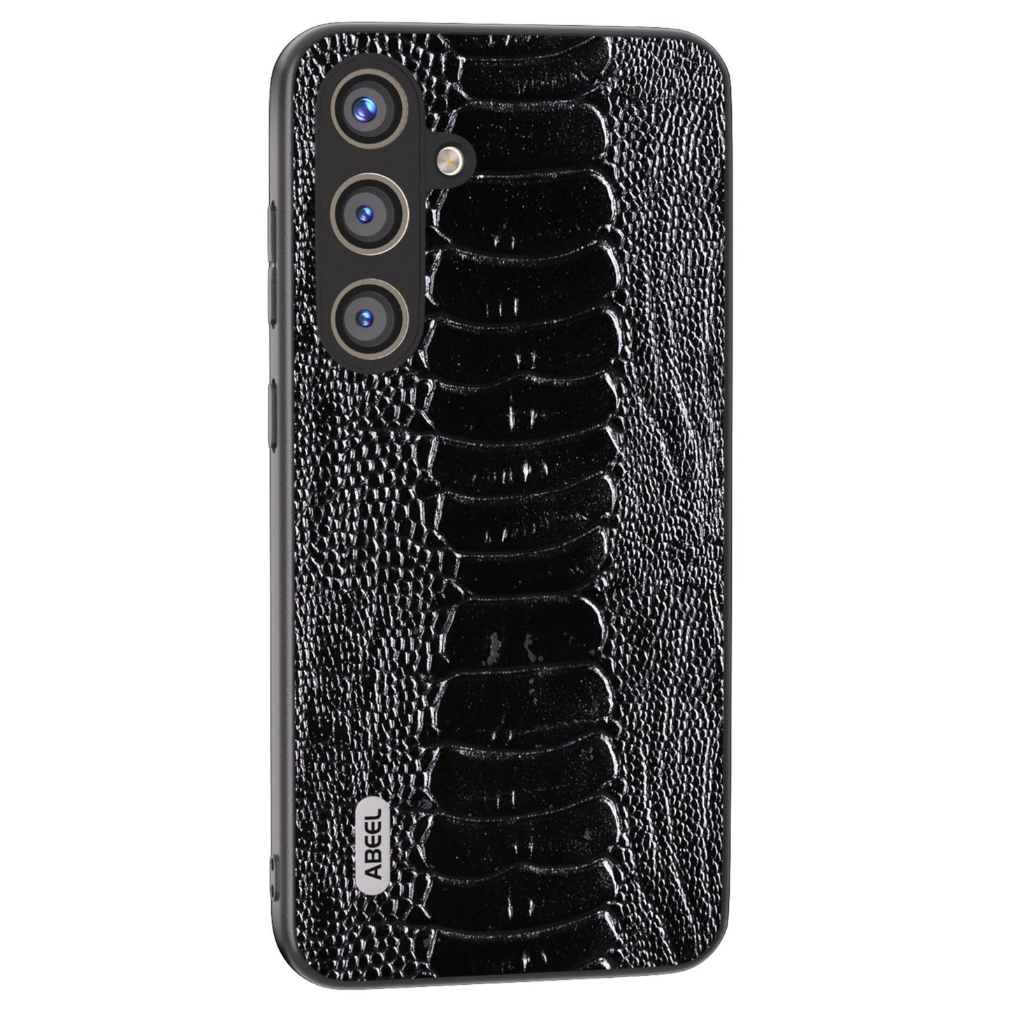 ABEEL For Samsung Galaxy S24+ Phone Case Protective Back Cover Crocodile Texture - Black