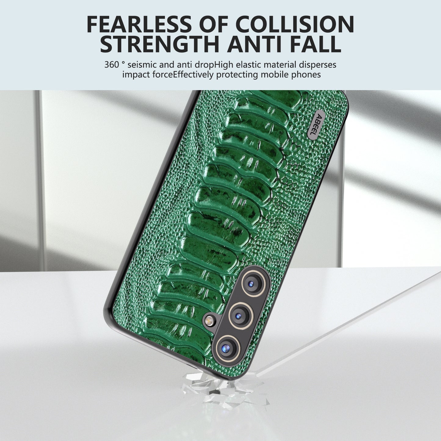 ABEEL For Samsung Galaxy S24+ Phone Case Protective Back Cover Crocodile Texture - Green