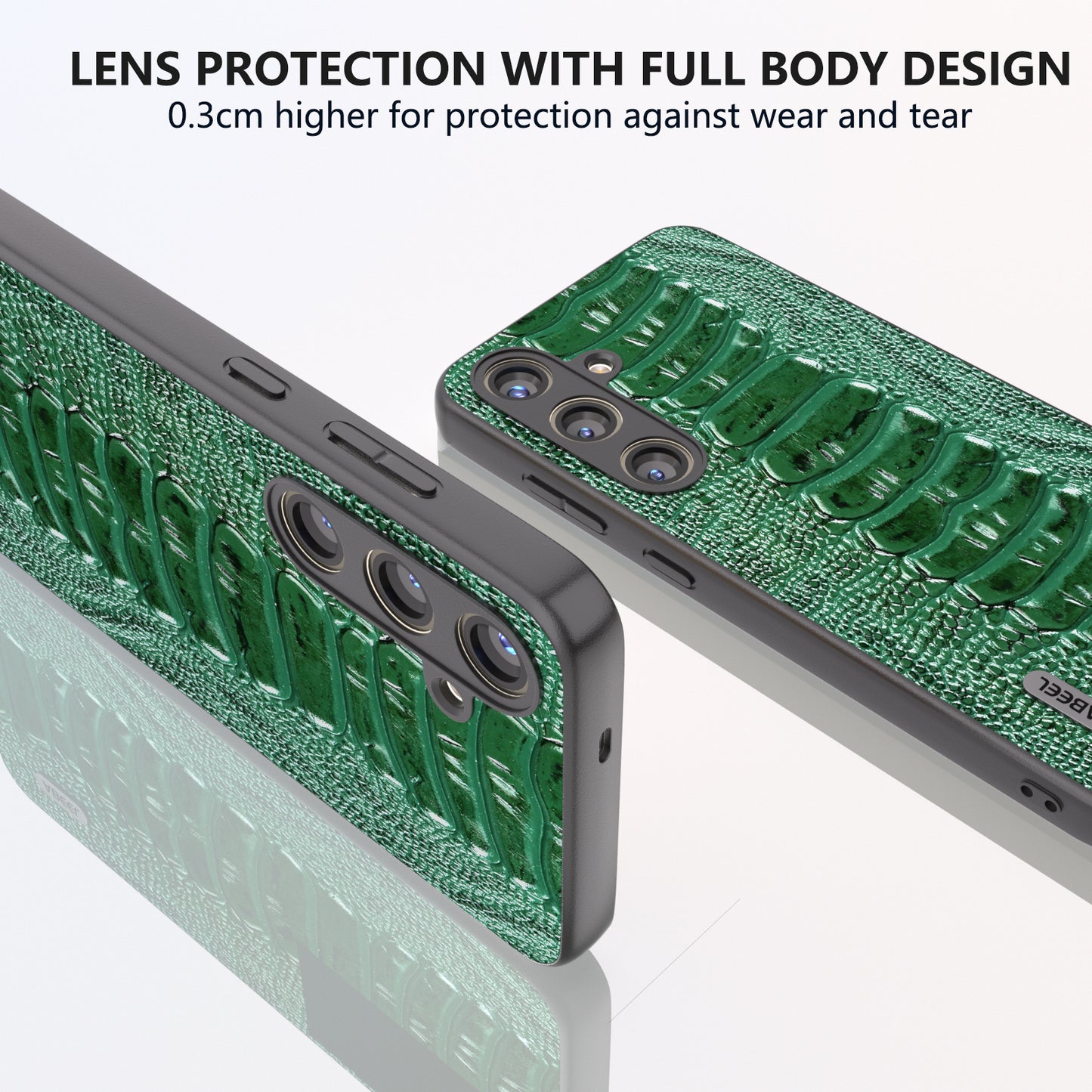 ABEEL For Samsung Galaxy S24+ Phone Case Protective Back Cover Crocodile Texture - Green