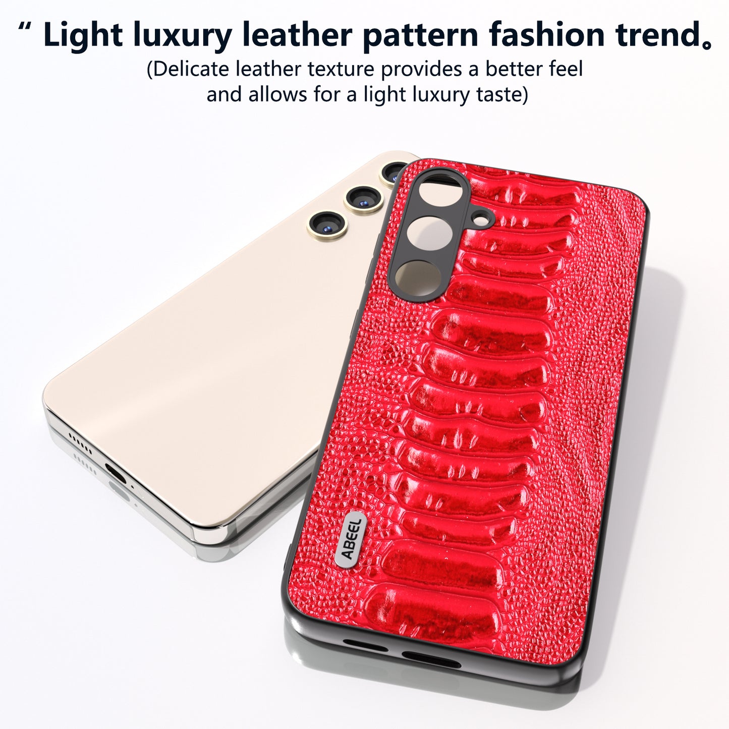 ABEEL For Samsung Galaxy S24+ Phone Case Protective Back Cover Crocodile Texture - Red