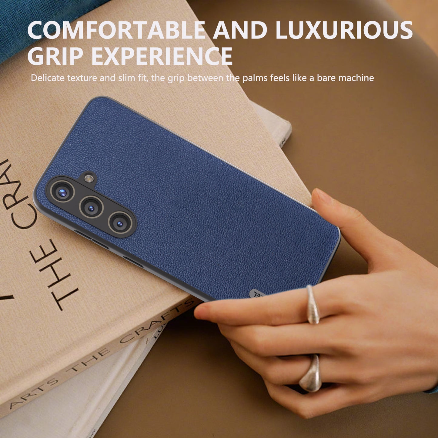 ABEEL For Samsung Galaxy S24 Back Protective Case Litchi Texture Phone Cover - Blue