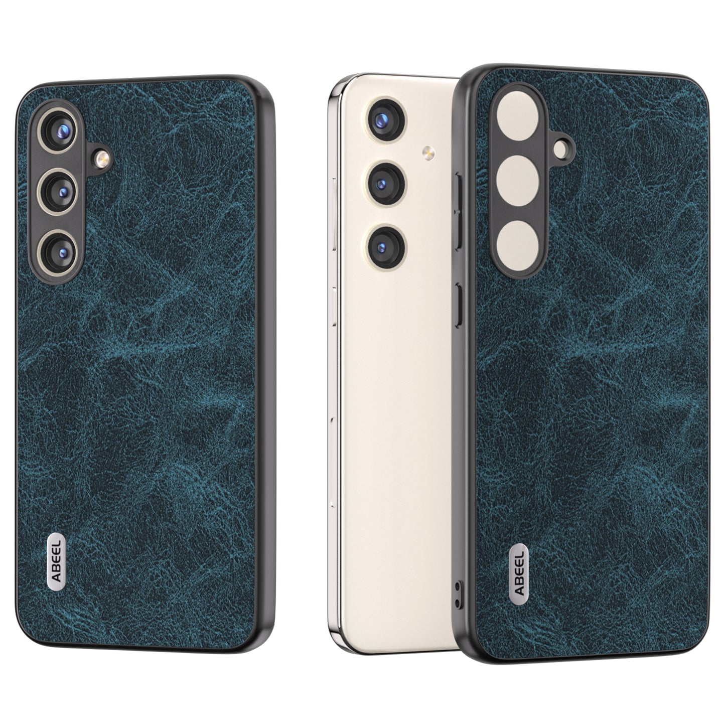 ABEEL For Samsung Galaxy S24 Litchi Texture Phone Case PU Leather+PC+TPU Anti-Scratch Cover - Blue