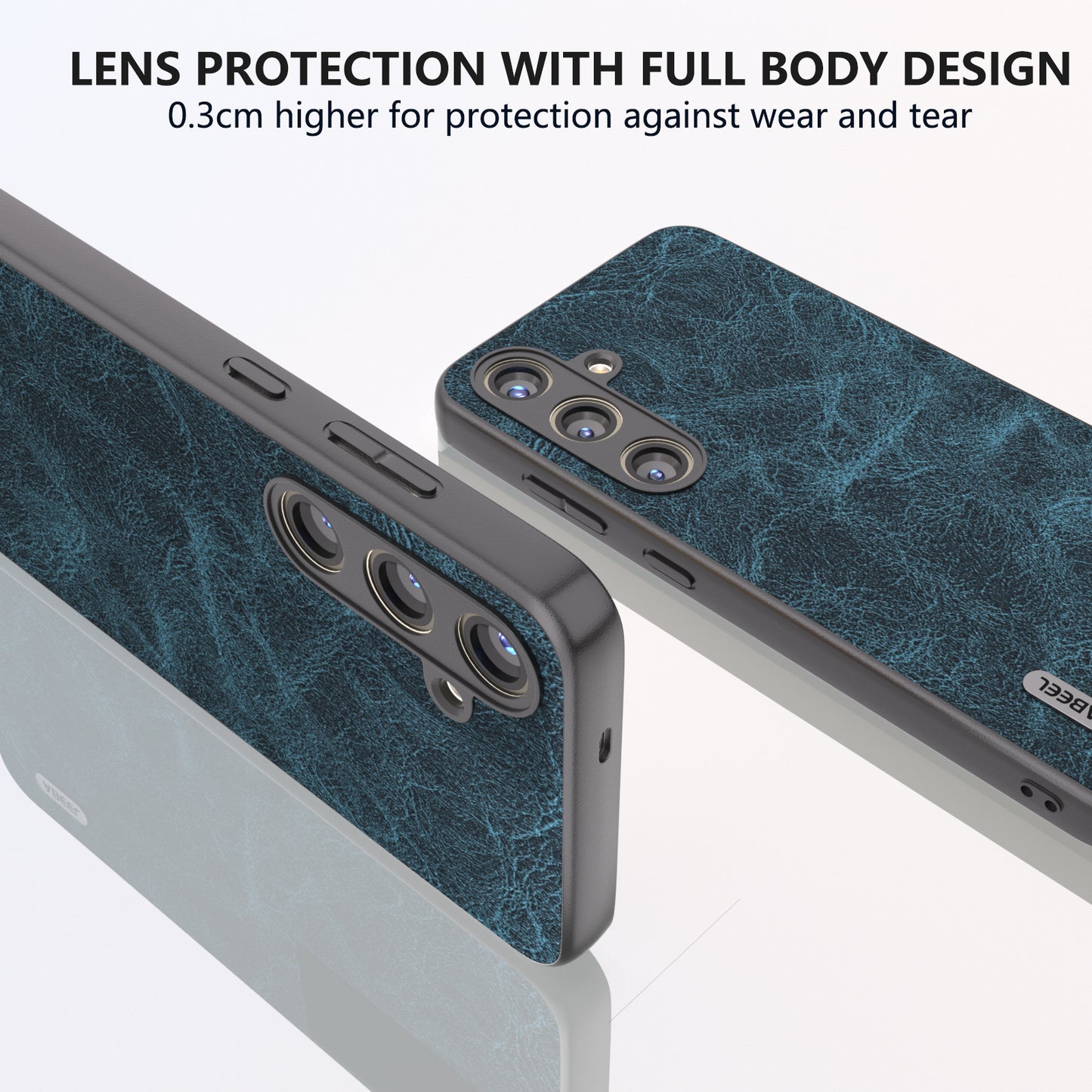 ABEEL For Samsung Galaxy S24 Litchi Texture Phone Case PU Leather+PC+TPU Anti-Scratch Cover - Blue