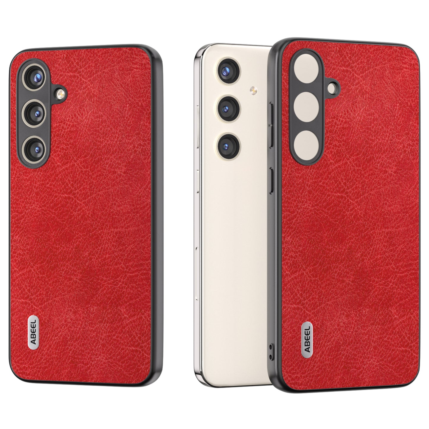 ABEEL For Samsung Galaxy S24 Retro Litchi Texture Cover PU Leather Camera Protection Phone Case - Red