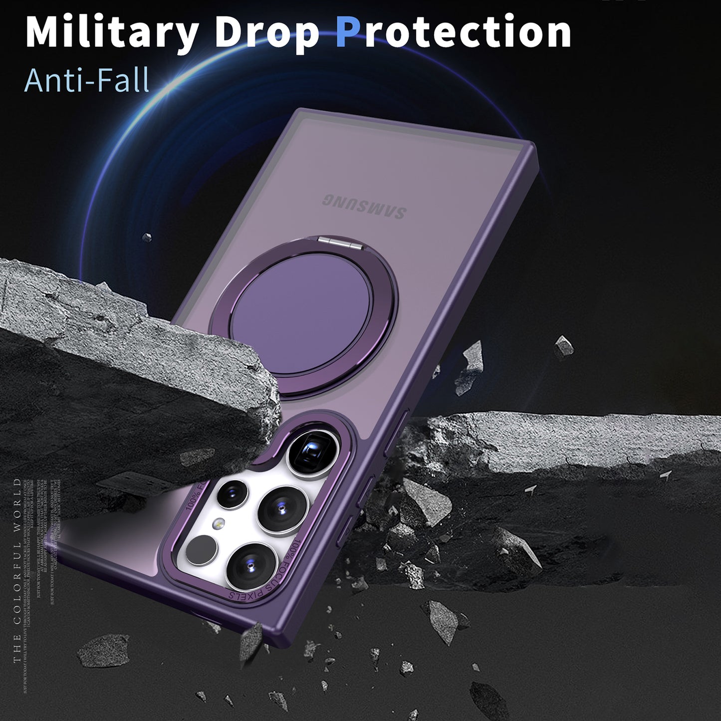 For Samsung Galaxy S24 Ultra Case Magnetic Phone Cover Rotary Ring Kickstand - Purple