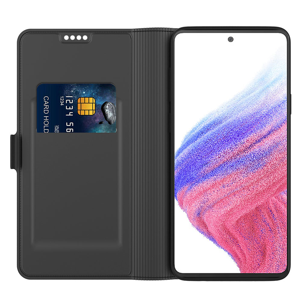 PU Leather Cover for Samsung Galaxy S24 Case Card Slot Magnetic Phone Shell - Black