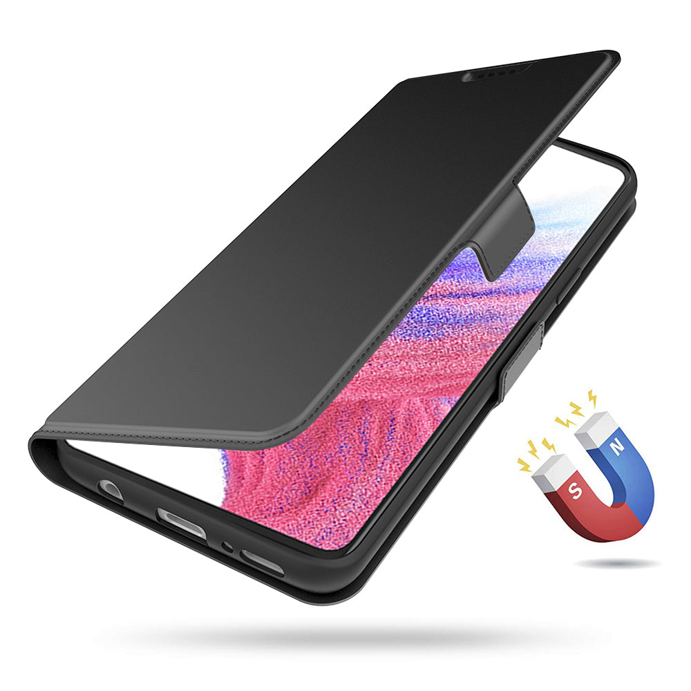 PU Leather Cover for Samsung Galaxy S24 Case Card Slot Magnetic Phone Shell - Black