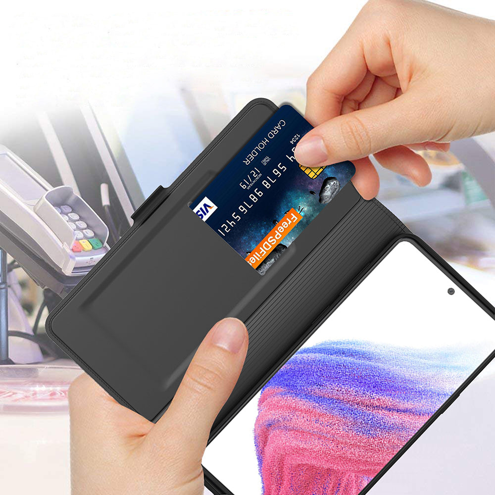 PU Leather Cover for Samsung Galaxy S24 Case Card Slot Magnetic Phone Shell - Black