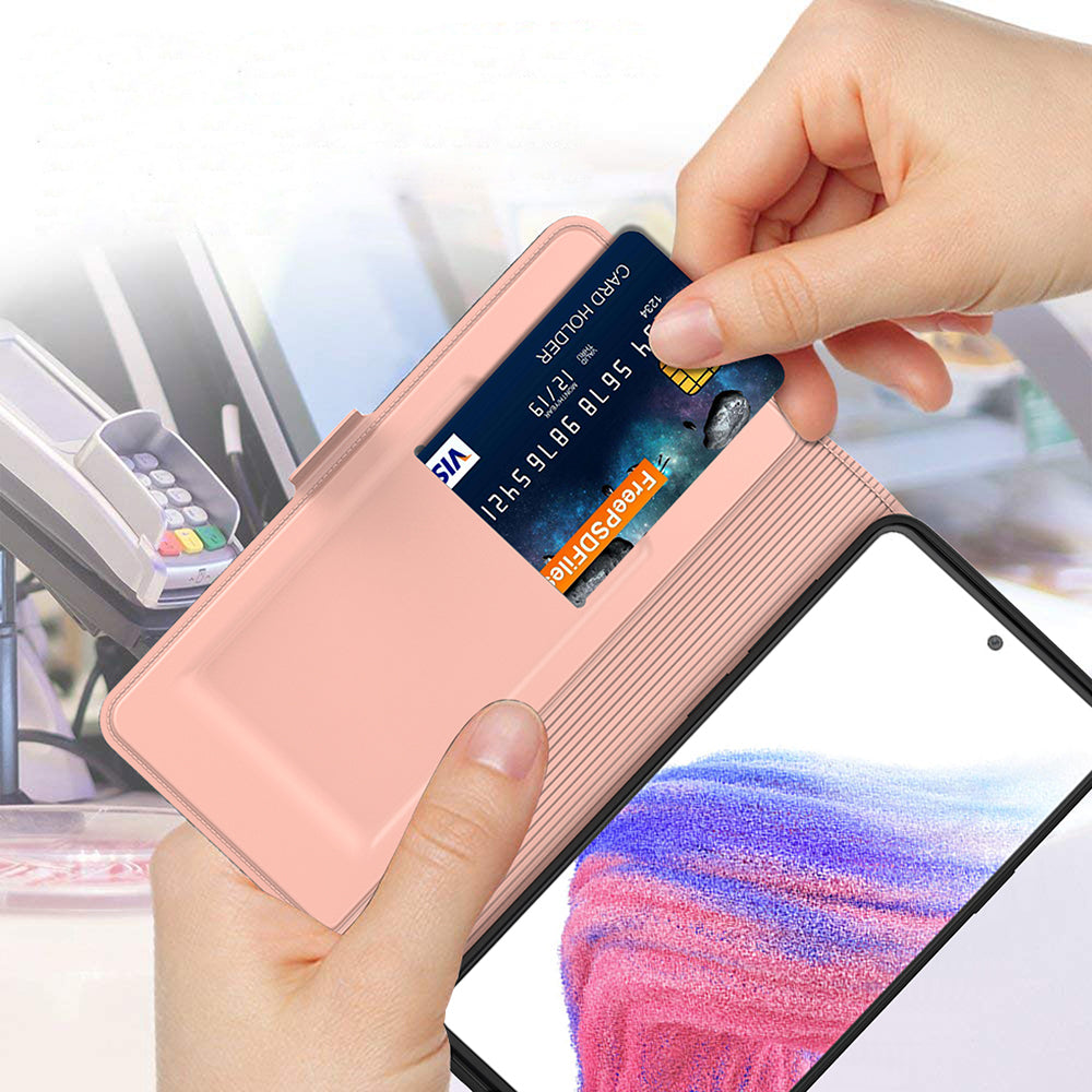 PU Leather Cover for Samsung Galaxy S24 Case Card Slot Magnetic Phone Shell - Rose Gold