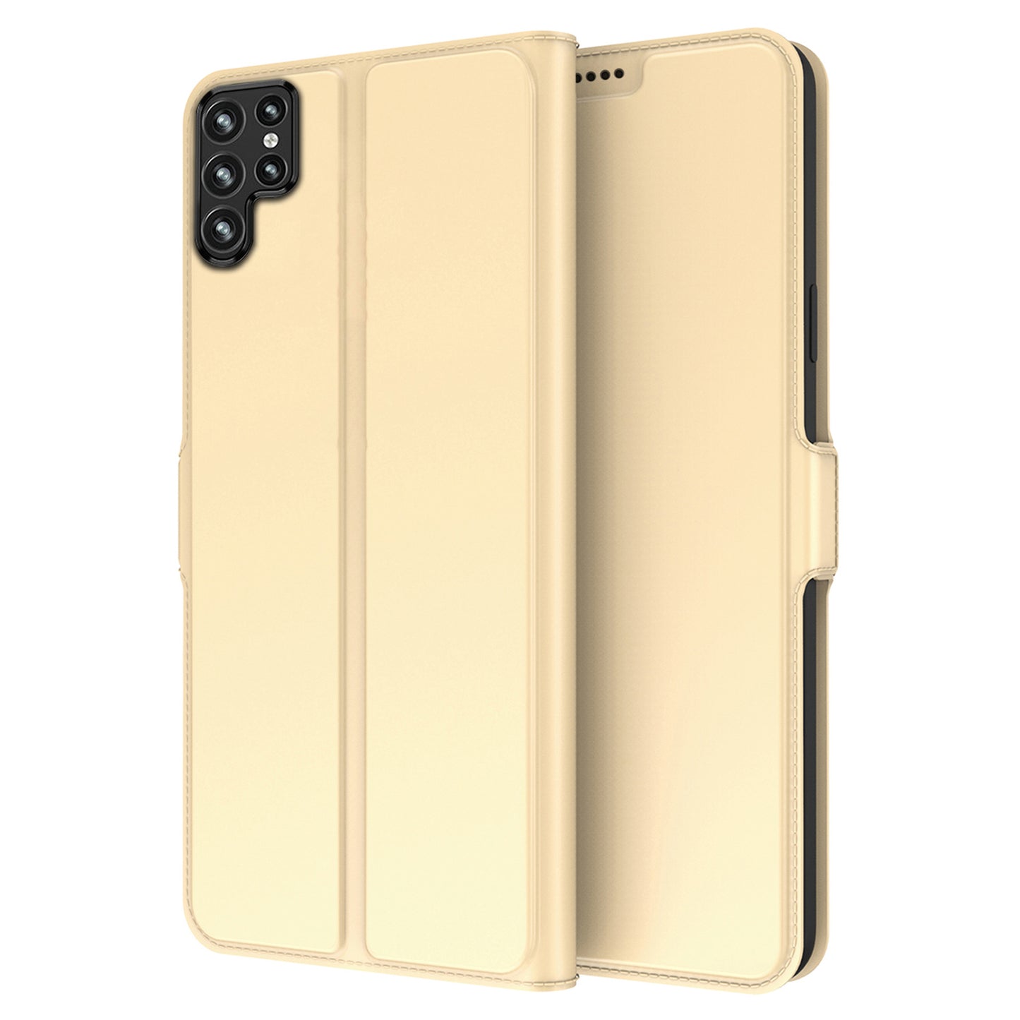 PU Leather Phone Case for Samsung Galaxy S24 Ultra Card Slot Phone Cover Stand Shell - Gold