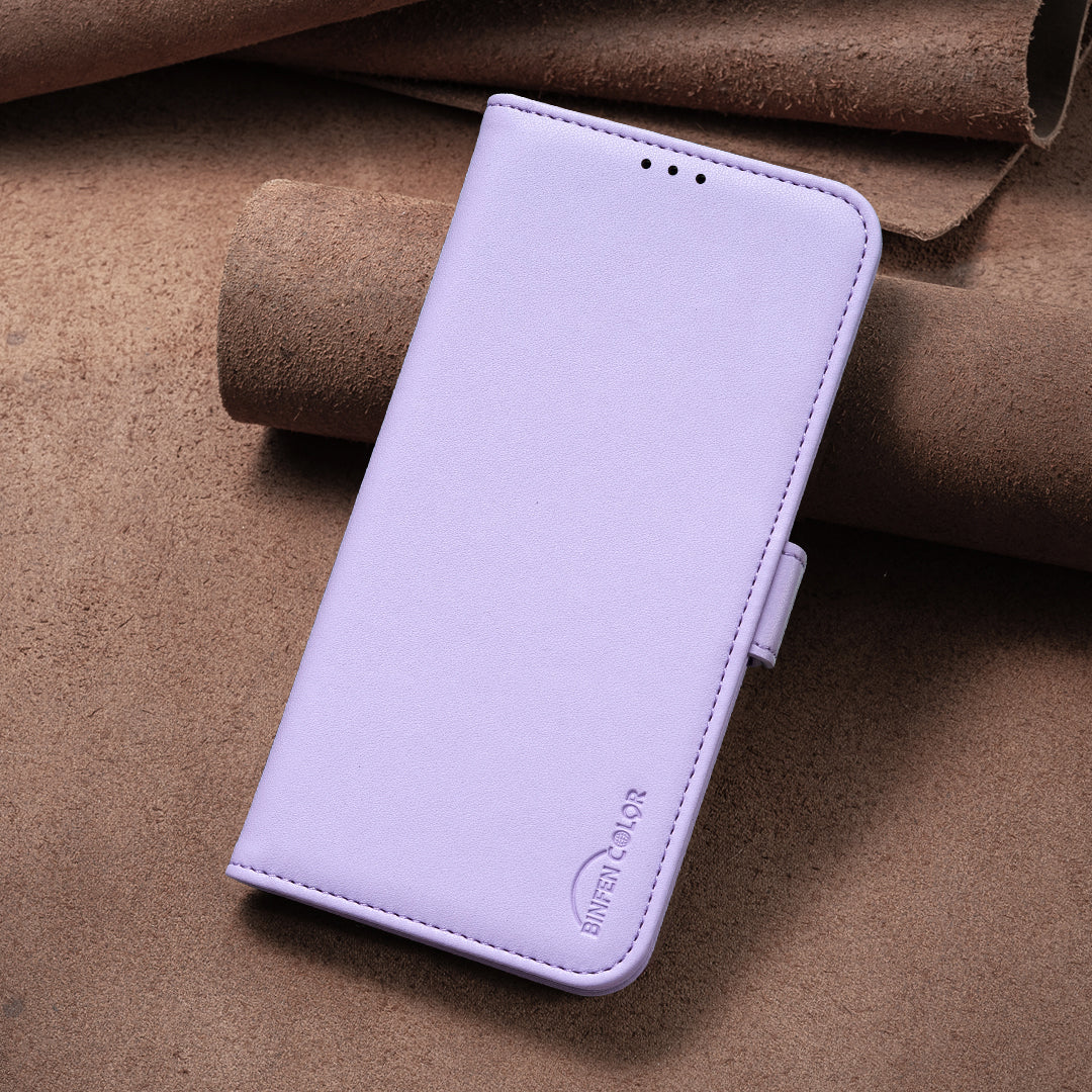 BINFEN COLOR BF31 For Samsung Galaxy S24 Case PU Leather Card Holder Mobile Phone Cover - Purple