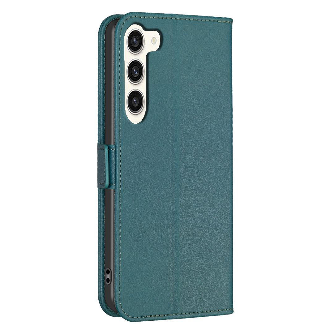 BINFEN COLOR BF31 For Samsung Galaxy S24 Case PU Leather Card Holder Mobile Phone Cover - Green