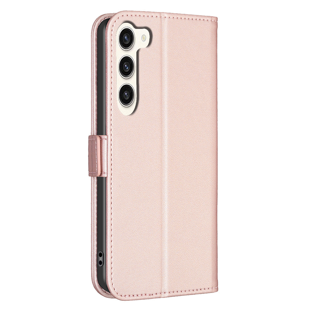 BINFEN COLOR BF31 For Samsung Galaxy S24+ Case PU Leather+TPU Stand Cover with Magnetic Clasp - Pink
