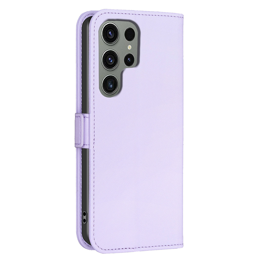 BINFEN COLOR BF31 For Samsung Galaxy S24 Ultra Case PU Leather Wallet Card Holder Protective Cover - Purple