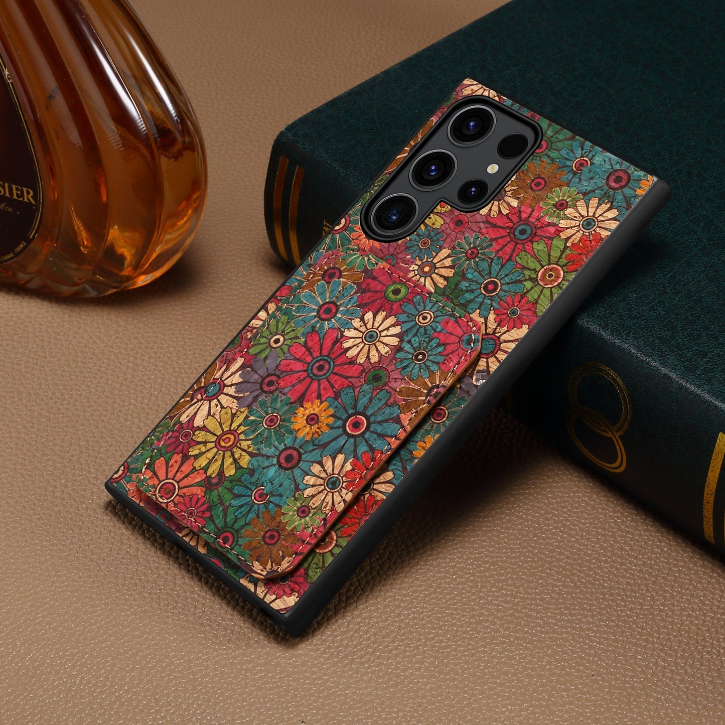 For Samsung Galaxy S24 Ultra Floral Phone Case Card Holder Kickstand Cover - Spring / Green