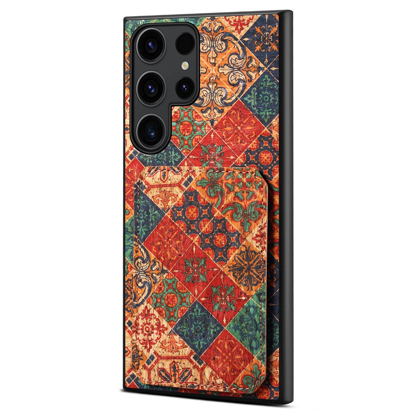 For Samsung Galaxy S24 Ultra Floral Phone Case Card Holder Kickstand Cover - Winter / Blue