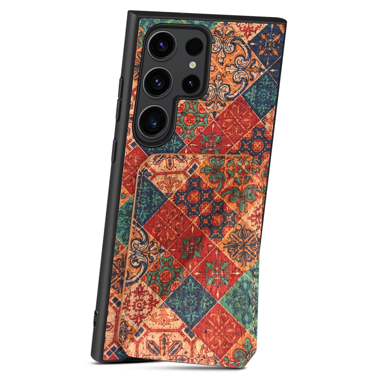 For Samsung Galaxy S24 Ultra Floral Phone Case Card Holder Kickstand Cover - Winter / Blue
