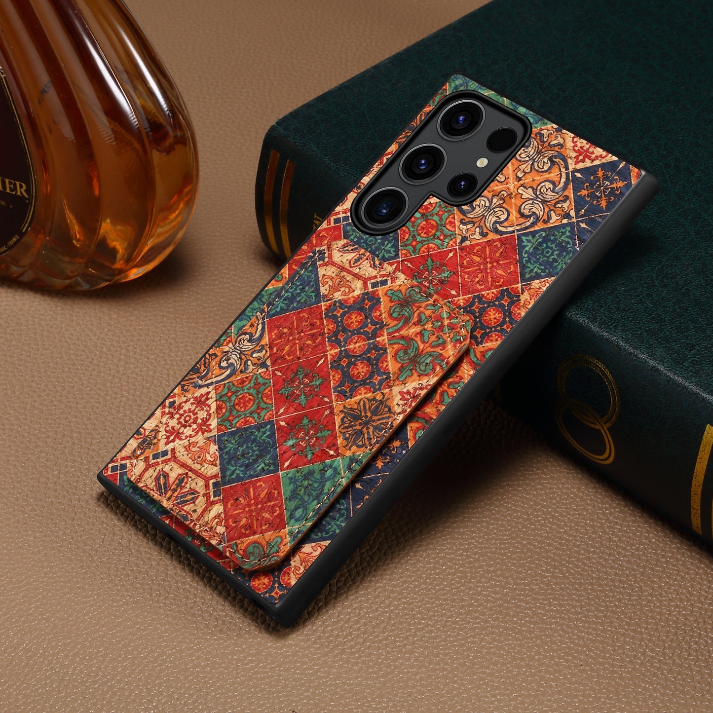 For Samsung Galaxy S24 Ultra Floral Phone Case Card Holder Kickstand Cover - Winter / Blue