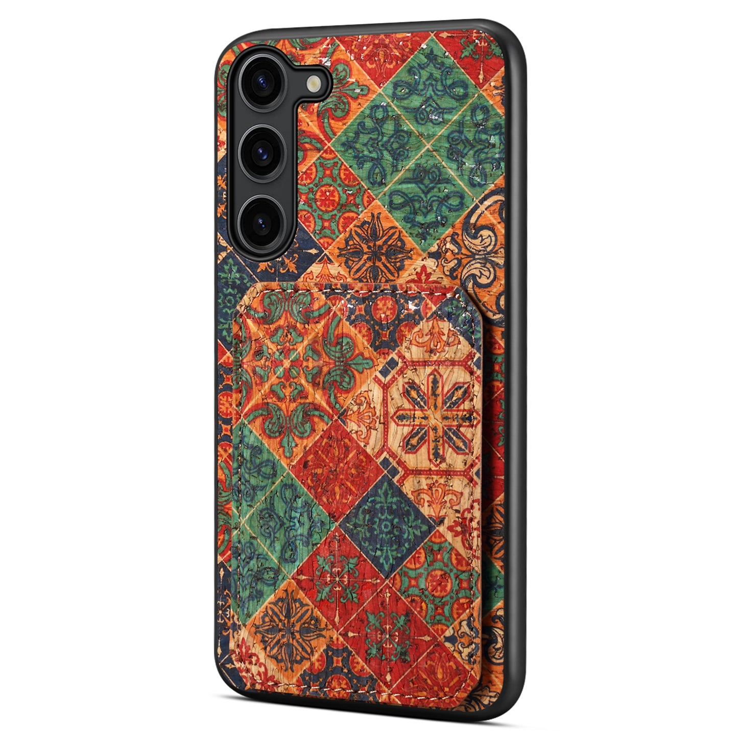 For Samsung Galaxy S24+ Card Holder Case Flower Floral Design Phone Cover - Winter / Blue