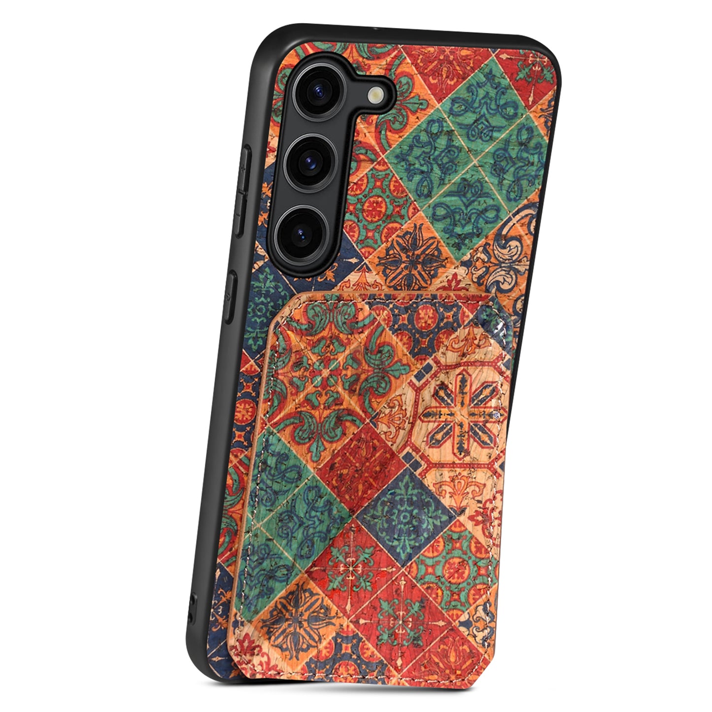 For Samsung Galaxy S24+ Card Holder Case Flower Floral Design Phone Cover - Winter / Blue