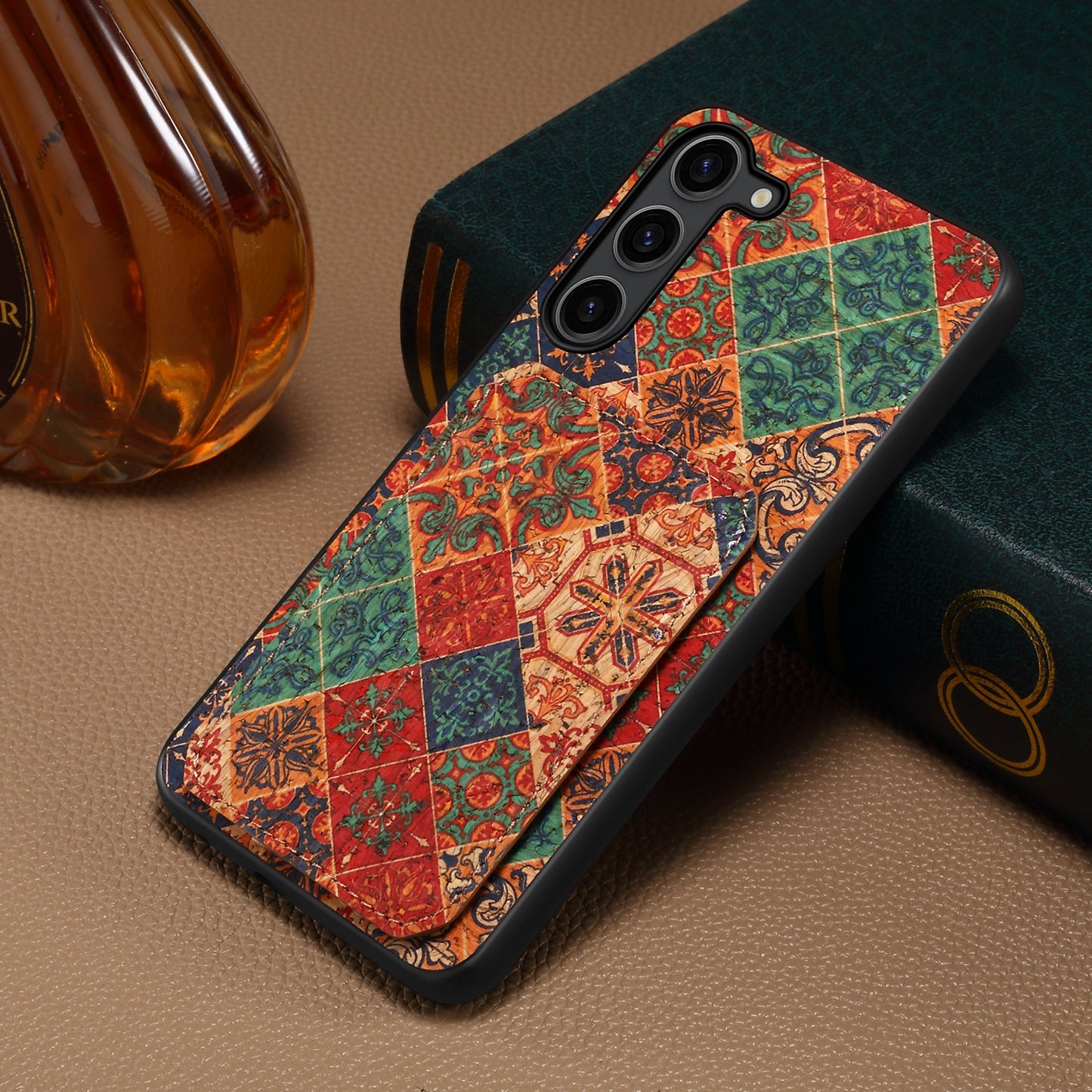For Samsung Galaxy S24+ Card Holder Case Flower Floral Design Phone Cover - Winter / Blue