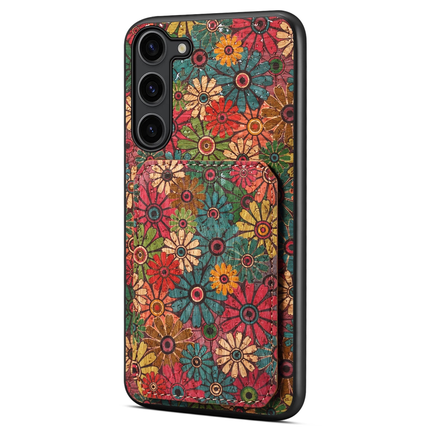 For Samsung Galaxy S24 Phone Case Blooming Floral Pattern Kickstand PU Leather Cover - Spring / Green