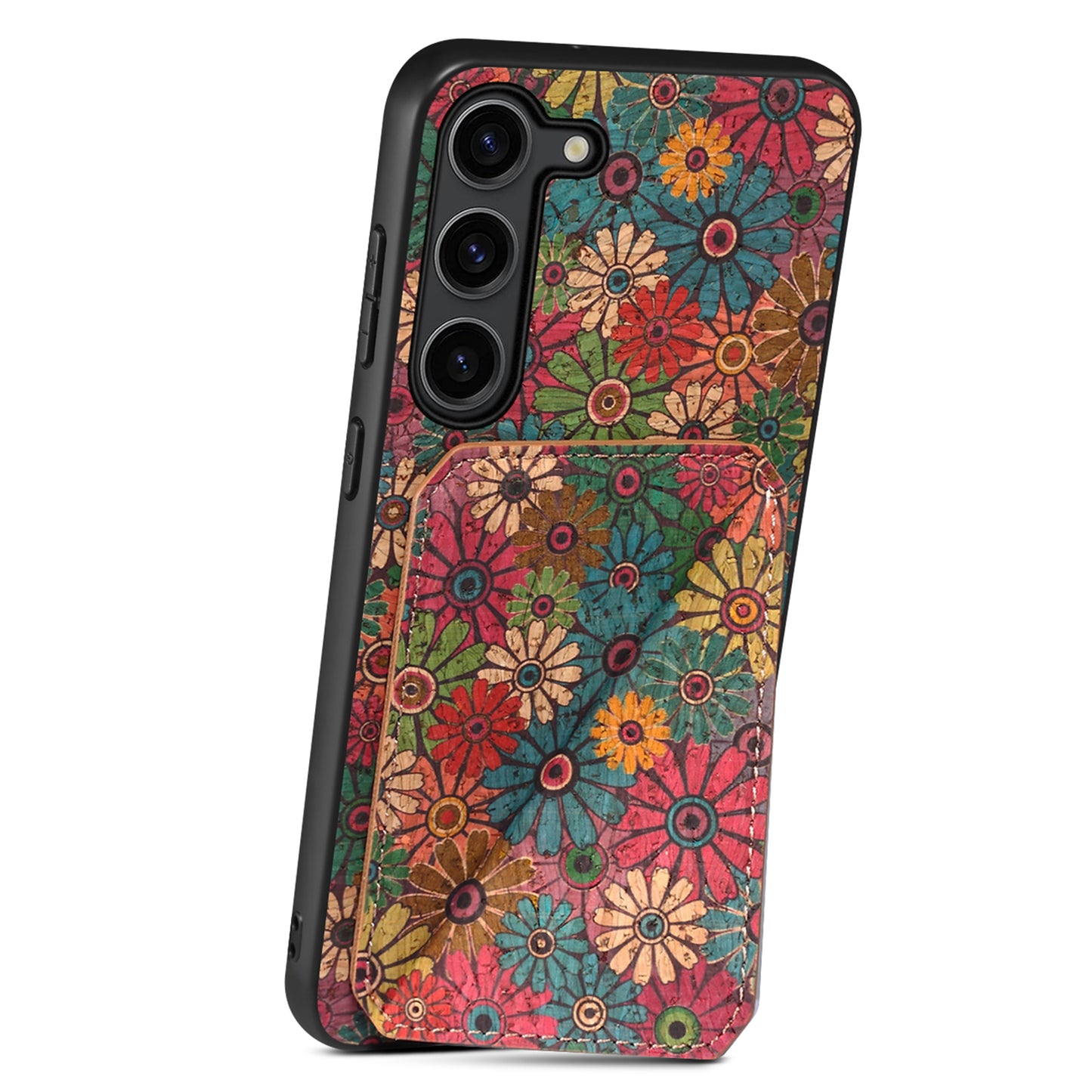 For Samsung Galaxy S24 Phone Case Blooming Floral Pattern Kickstand PU Leather Cover - Spring / Green