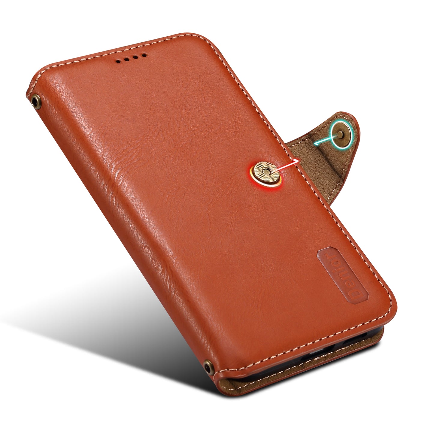 DENIOR For Samsung Galaxy S24 Leather Wallet Case Stand Cover Cowhide Texture - Brown