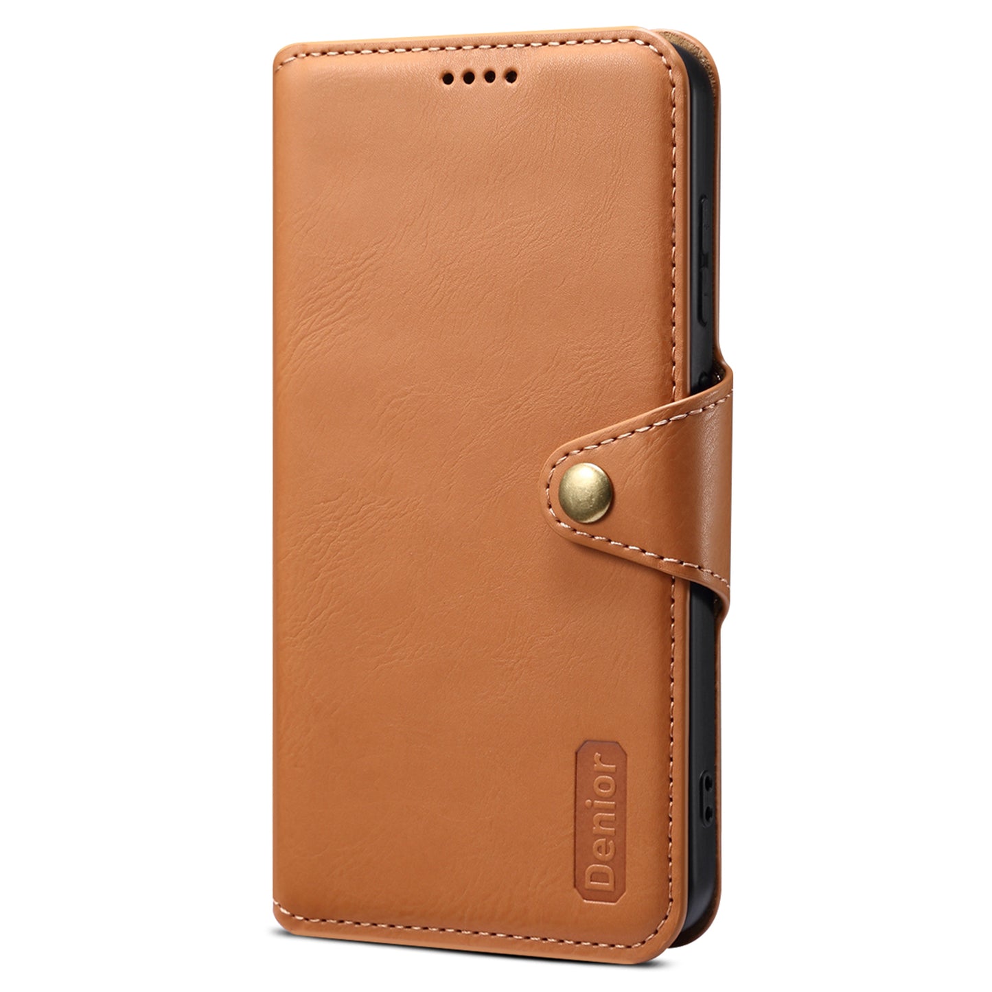 DENIOR For Samsung Galaxy S24+ Phone Case Cowhide Texture Leather Wallet Cover - Khaki