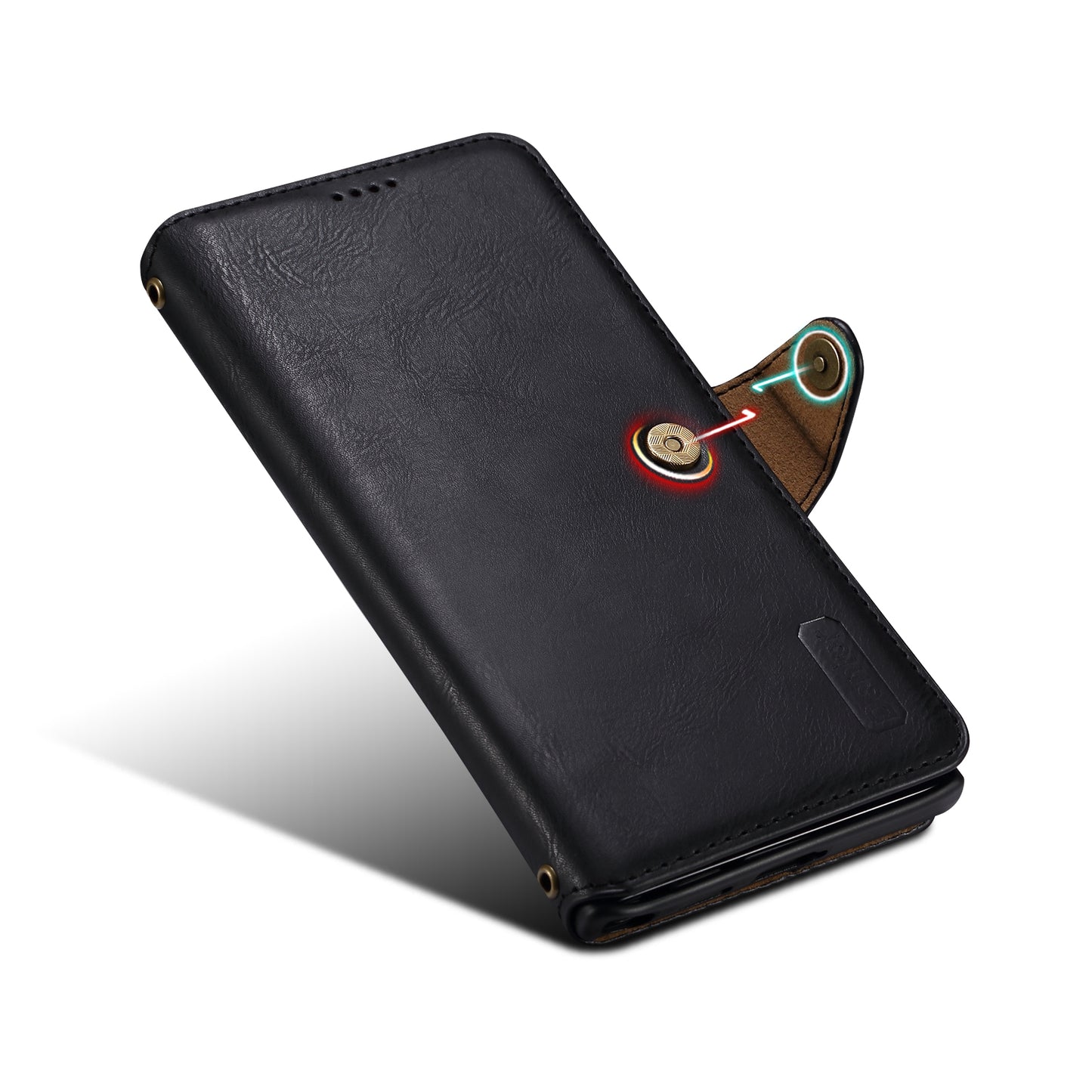 DENIOR For Samsung Galaxy S24 Ultra Case Cowhide Texture Leather Wallet Cover - Black