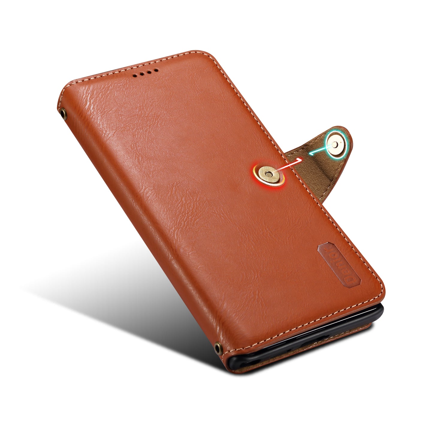 DENIOR For Samsung Galaxy S24 Ultra Case Cowhide Texture Leather Wallet Cover - Brown