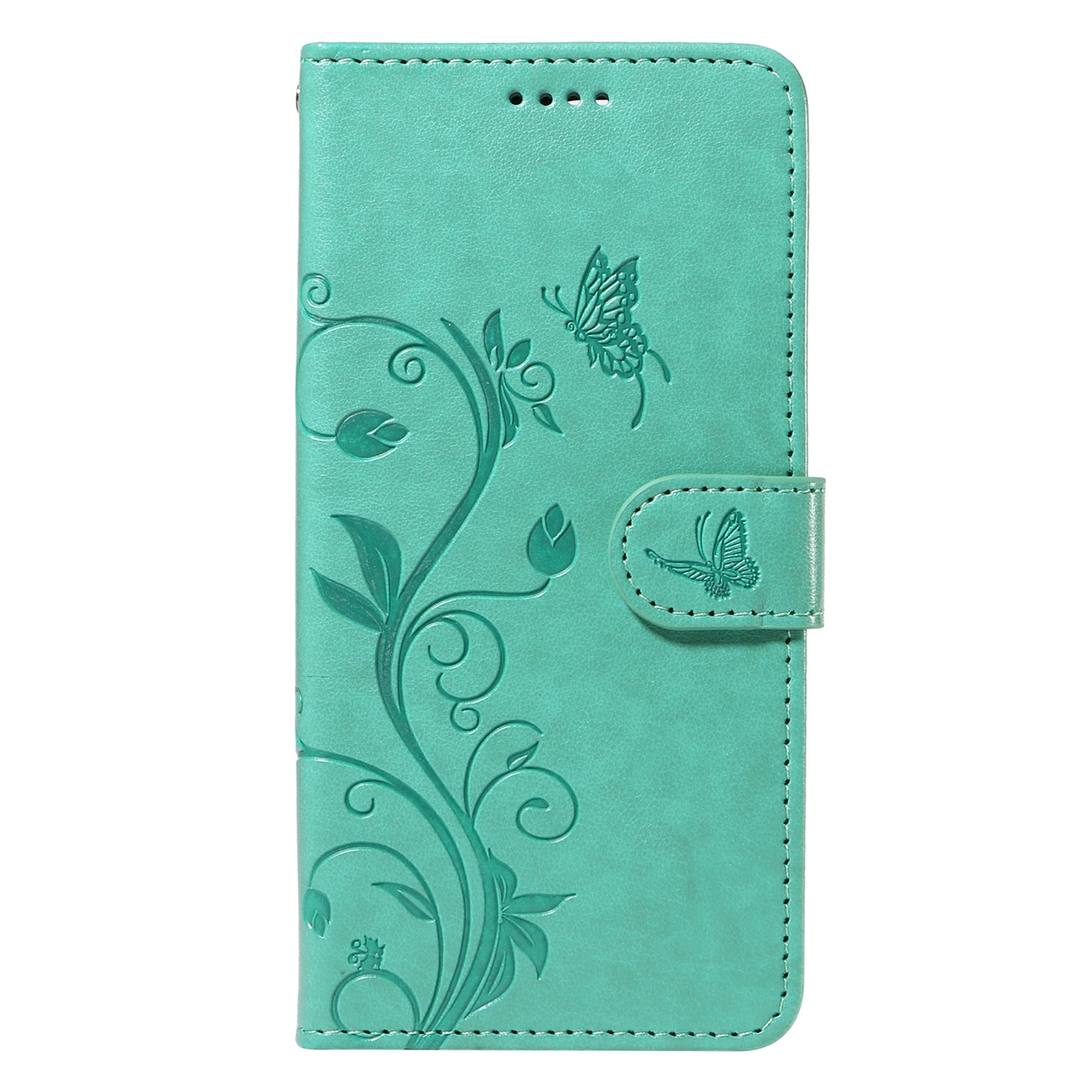 For Samsung Galaxy S24 Flower Blossom Theme Phone Case PU Leather Wallet Flip Cover - Green