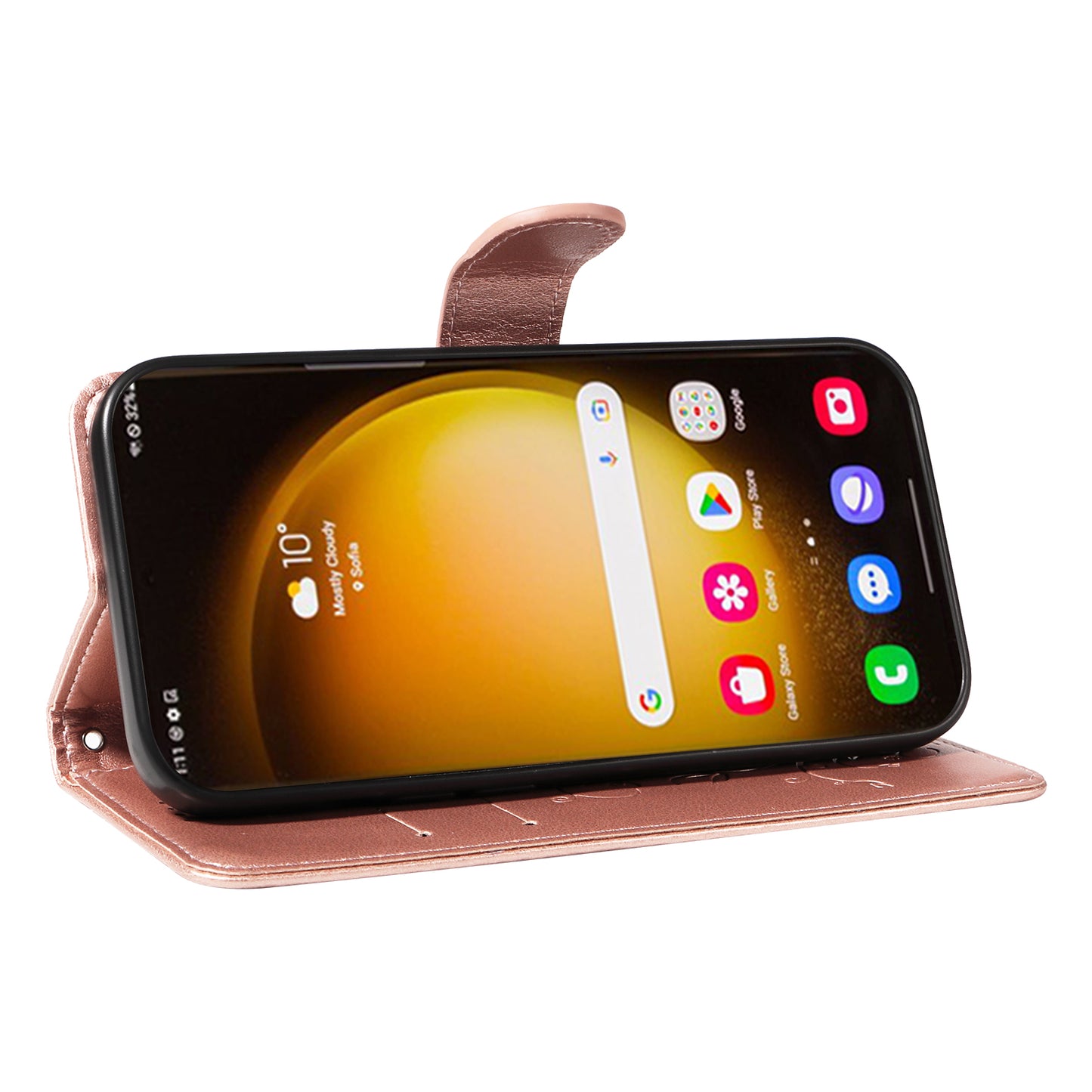 For Samsung Galaxy S24 Ultra Flower Blossom Leather Cover Full Protection Phone Case - Rose Gold