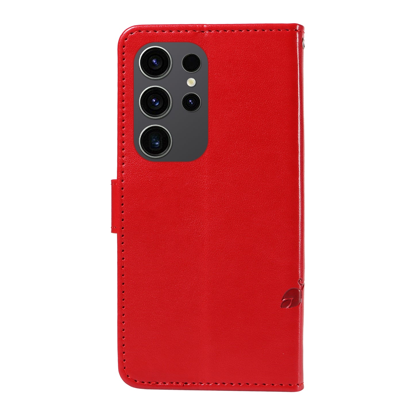 For Samsung Galaxy S24 Ultra Flower Blossom Leather Cover Full Protection Phone Case - Red