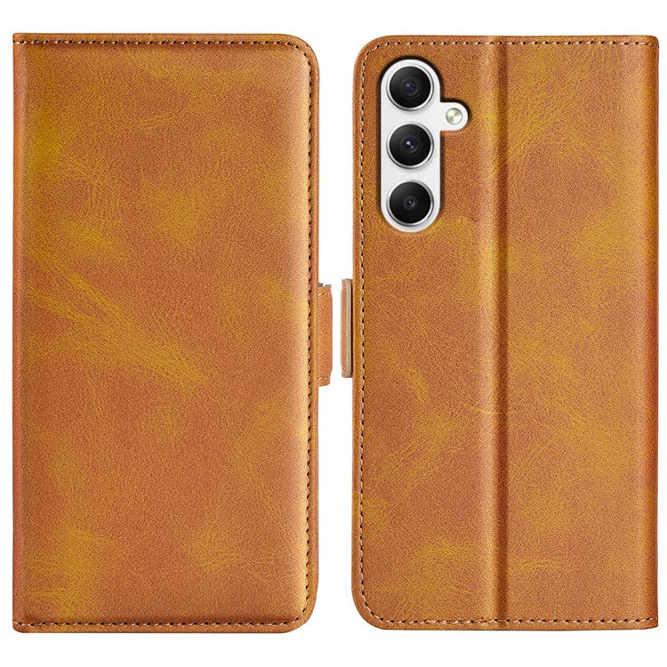 For Samsung Galaxy A35 5G PU Leather Wallet Case Flip Phone Cover with 3 Card Holder - Yellow