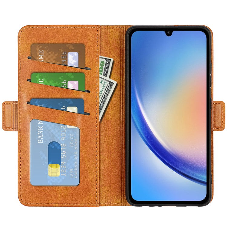 For Samsung Galaxy A35 5G PU Leather Wallet Case Flip Phone Cover with 3 Card Holder - Yellow