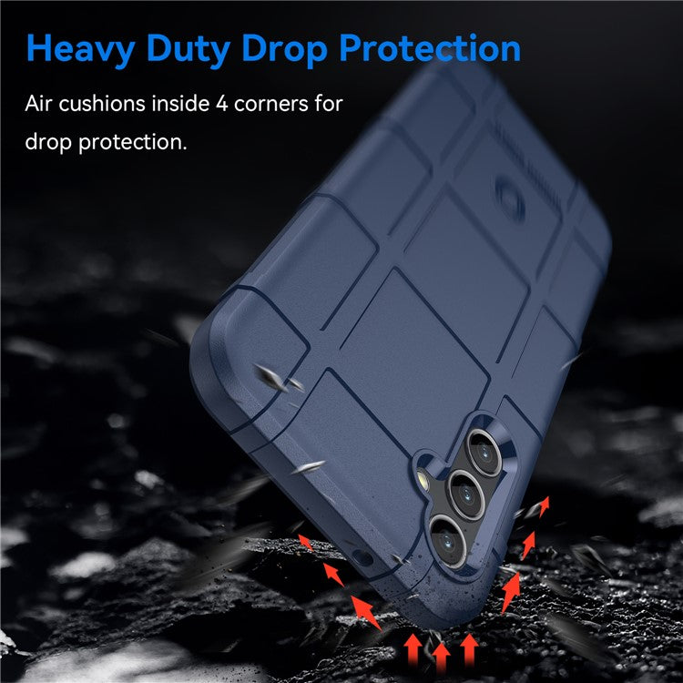 For Samsung Galaxy M44 5G Case Phone Shell Square Grid Texture TPU Phone Cover - Blue