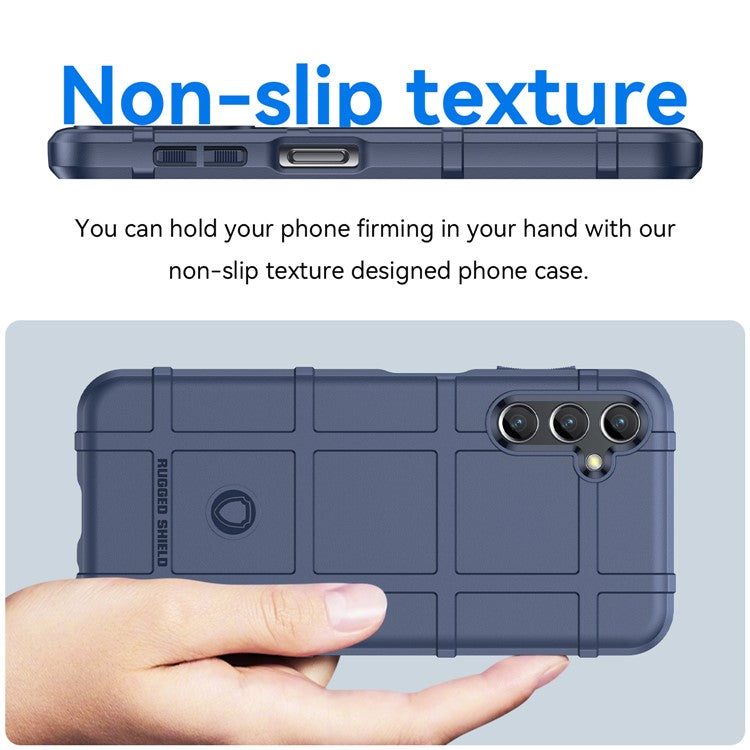 For Samsung Galaxy M44 5G Case Phone Shell Square Grid Texture TPU Phone Cover - Blue